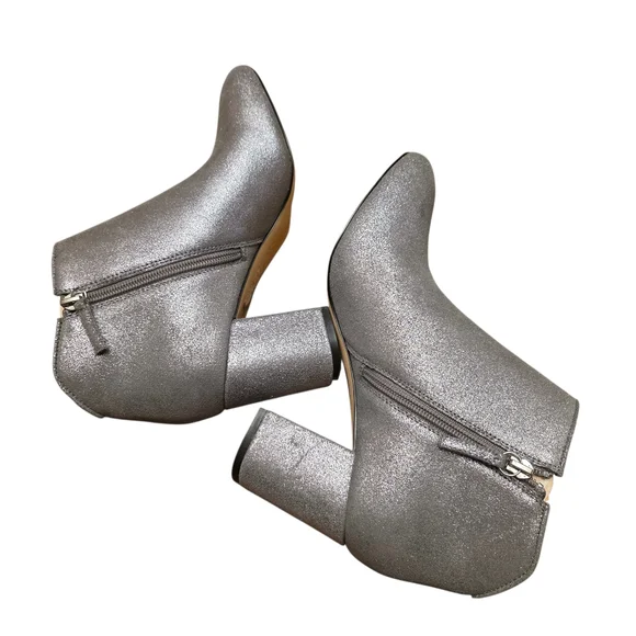 White House Black Market Harper Shimmering Silver Ankle Booties Size 8 1/2 - Picture 9 of 10